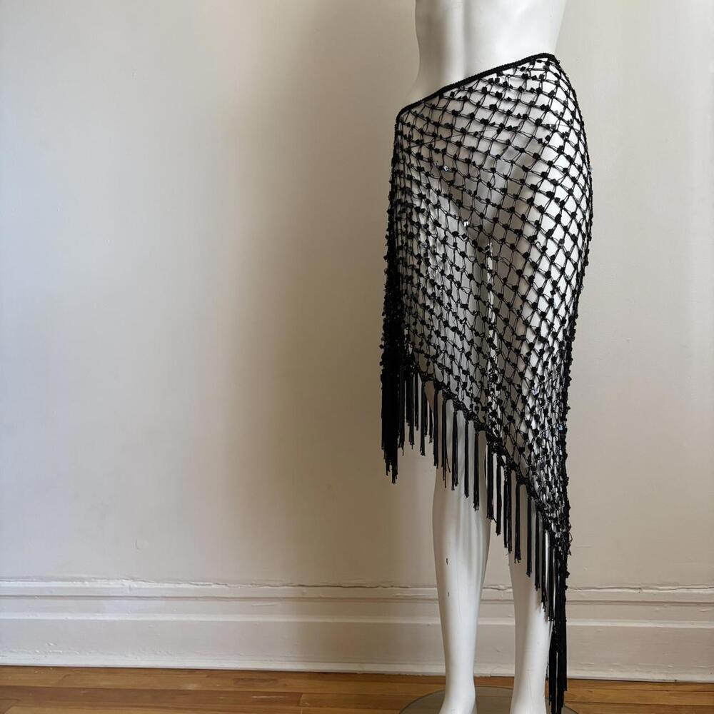 Sequin Crochet Fringe Shawl